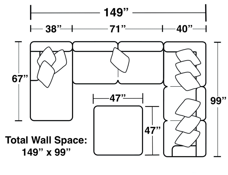 Crawford - Sectional With Cocktail Ottoman
