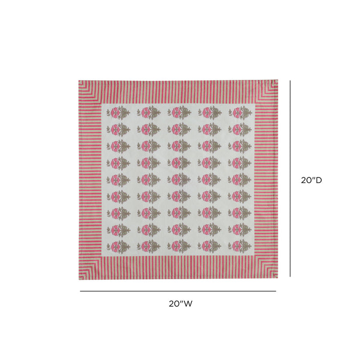 Crissy - Cotton Canvas Printed Napkins (Set of 4) - Pink Vintage Floral