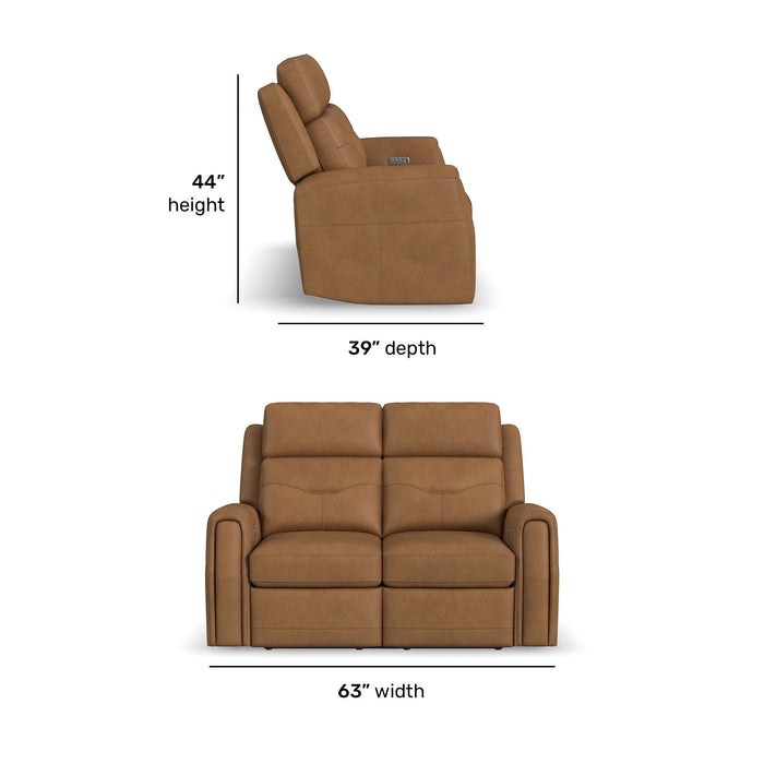 Felix - Power Reclining Loveseat With Console, Power Headrest, Lumbar, Heat & Massage