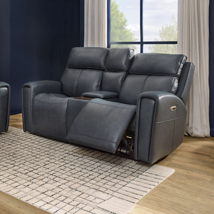 Warren - Power Reclining Loveseat With Console, Power Headrest & Lumbar - Black