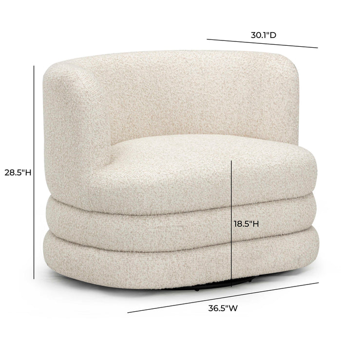Astor - Heavy Boucle Swivel Hotel Lounge Chair - Cream