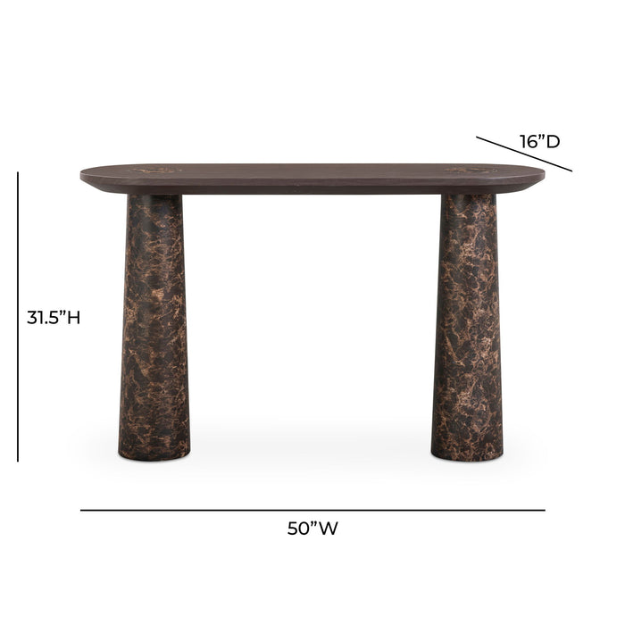Braya - Faux Emperador Marble Console Table - Dark Brown