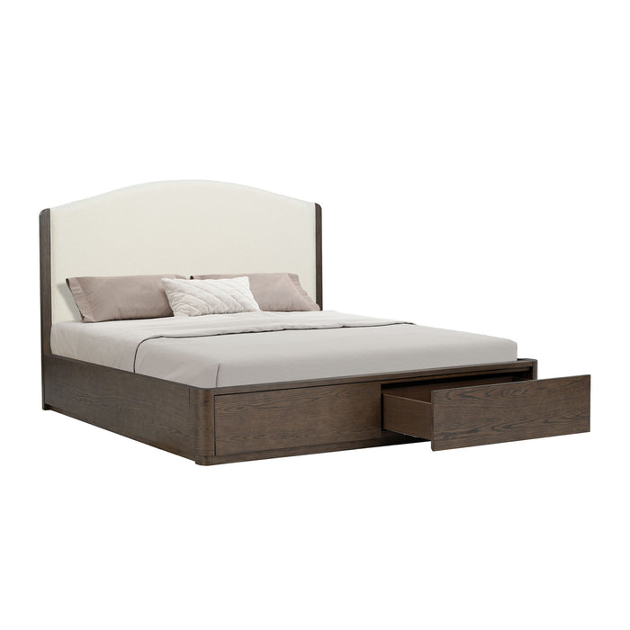 Athens - King Upholstered Storage Bed - Dark Brown