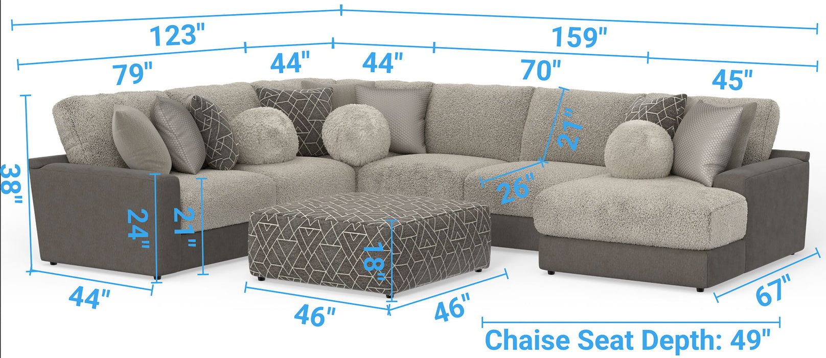 Canyon - 4 Piece Sectional With Cuddler Seat Cushions, Included Accent Pillows And Cocktail Ottoman (Right Side Facing Chaise) - Umber