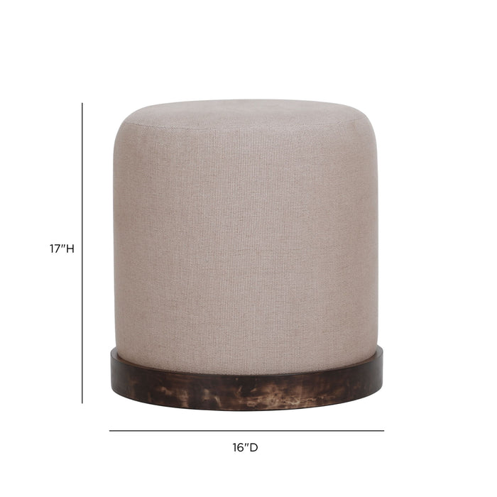 Como - Burl and Cotton Jute Designer Accent Stool - Peach