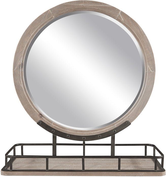 Foundry - Round Mirror w/ Metal Base