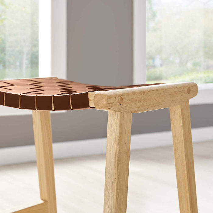 Saoirse Faux Leather Wood Counter Stool Set of 2 by Modway