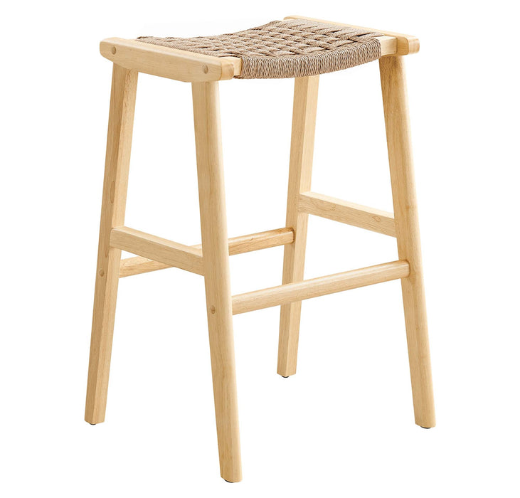 Saoirse Woven Rope Wood Bar Stool Set of 2 by Modway