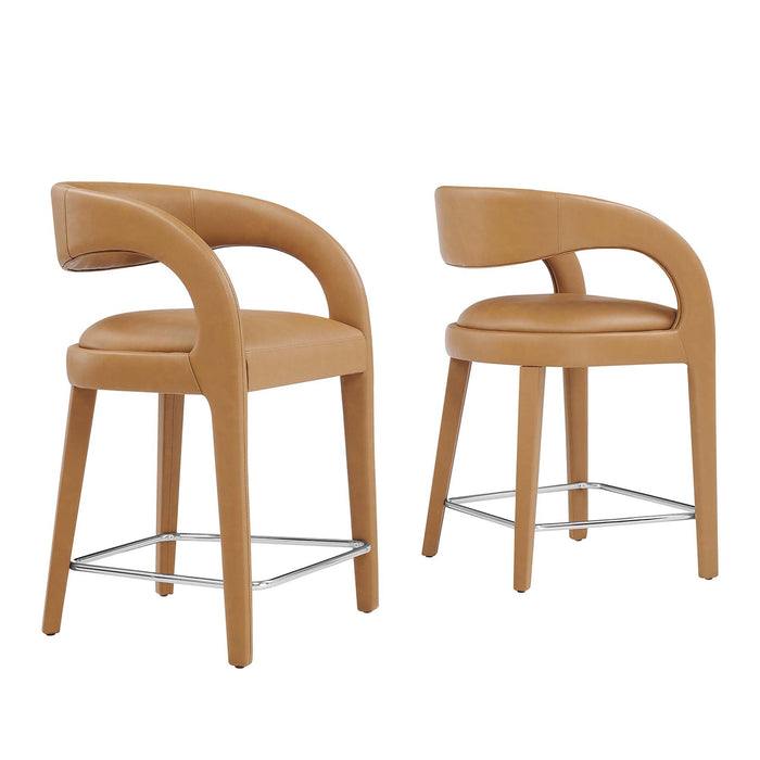 Pinnacle Vegan Leather Counter Stool Set of 2 by Modway