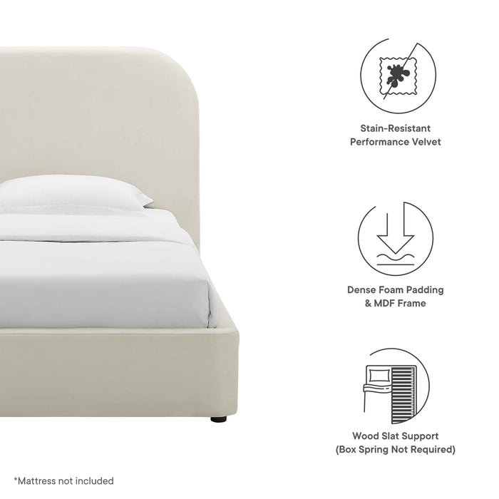 Keynote Performance Velvet Curved Twin Platform Bed by Modway