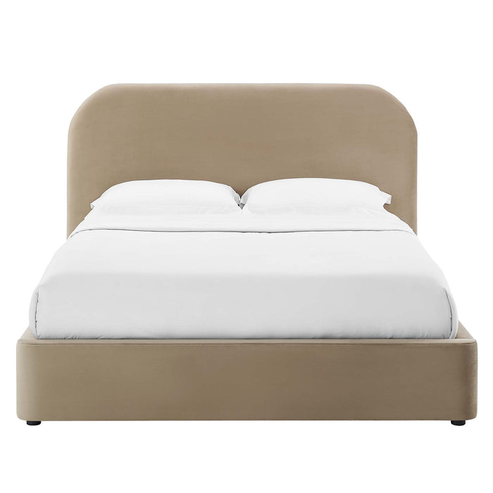 Keynote Performance Velvet Curved Queen Platform Bed by Modway