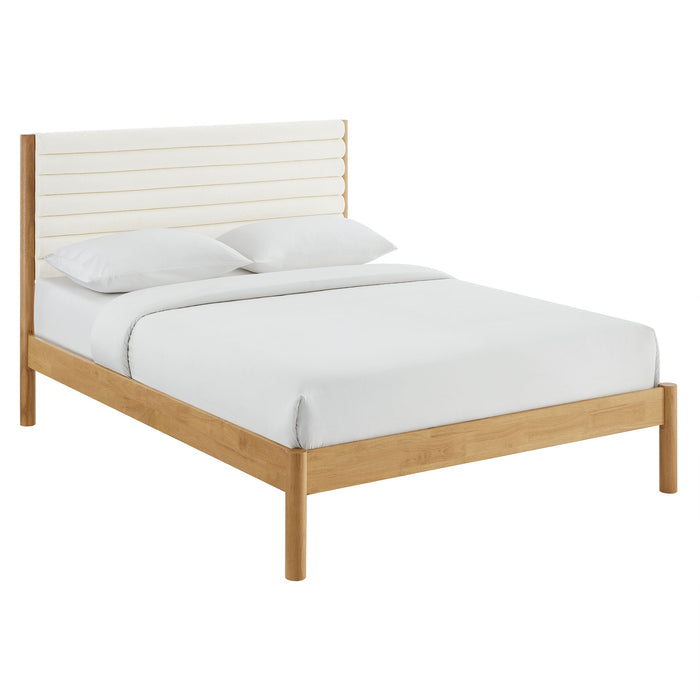Olea Channel Tufted Boucle Solid Wood King Platform Bed by Modway