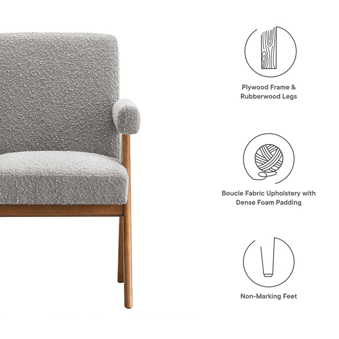 Lyra Boucle Fabric Dining Room Chair Set of 2 by Modway