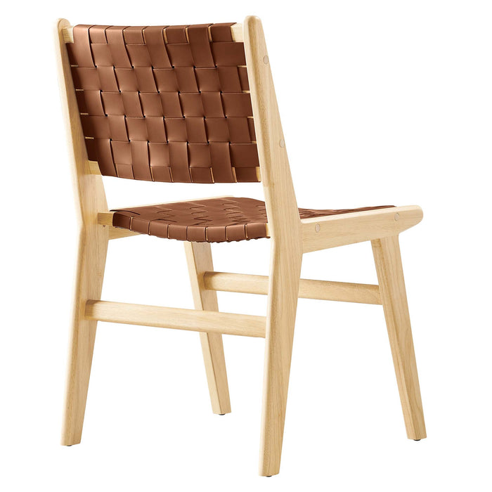 Saoirse Leather Wood Dining Side Chair Set of 2 by Modway