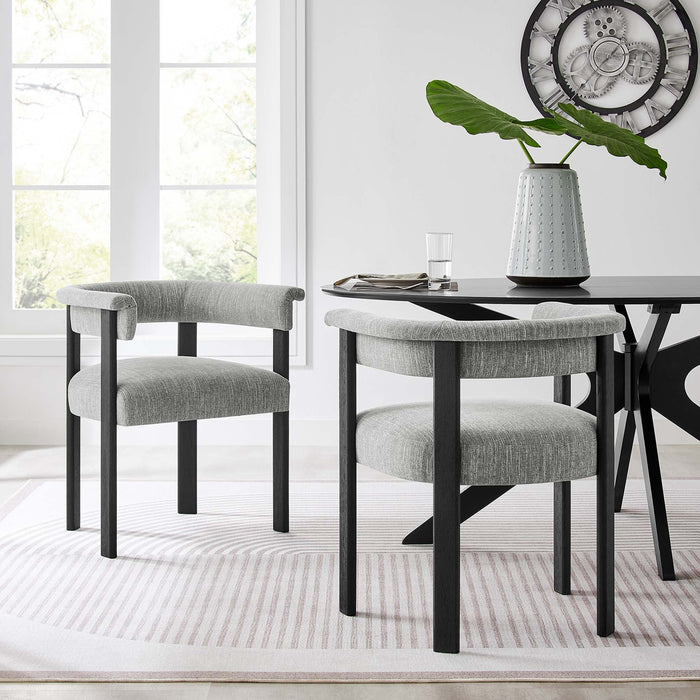 Imogen  Fabric Upholstered Barrel Dining Chairs Set of 2 by Modway