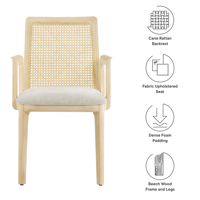 Monarch Wood and Rattan Dining Armchair by Modway