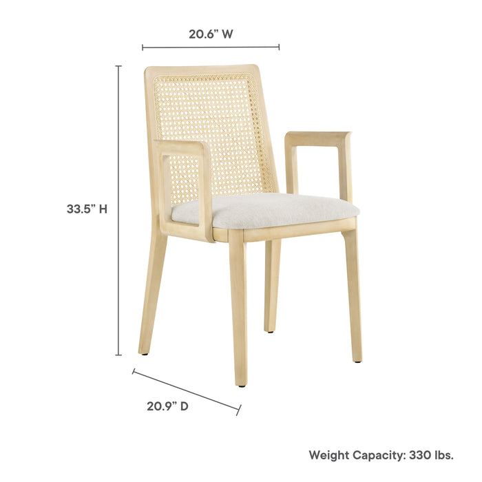Monarch Wood and Rattan Dining Armchair by Modway