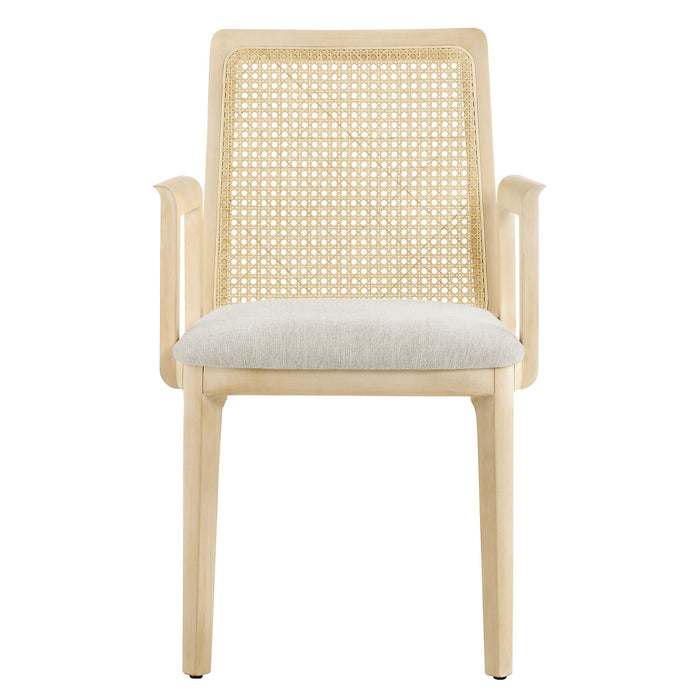 Monarch Wood and Rattan Dining Armchair by Modway