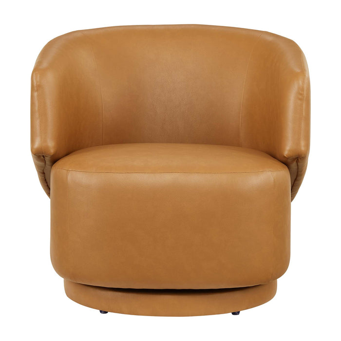 Celestia Vegan Leather Fabric and Wood Swivel Chair by Modway