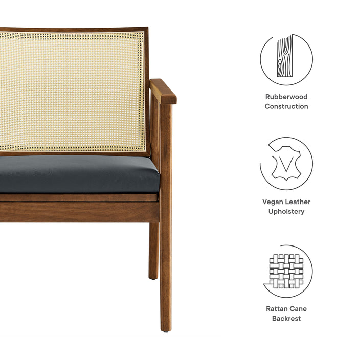 Thera Vegan Leather and Cane Accent Armchairs Set of 2 by Modway