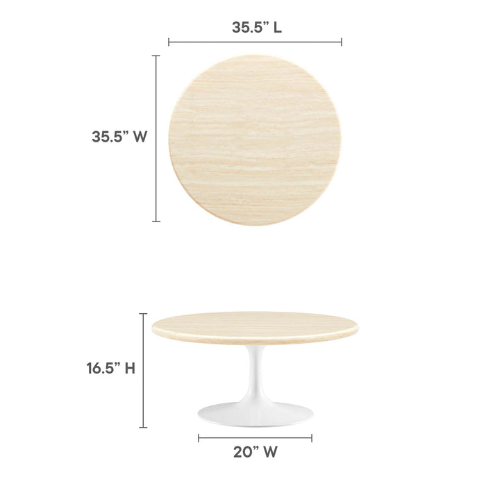 Lippa 36� Round Artificial Travertine Coffee Table by Modway