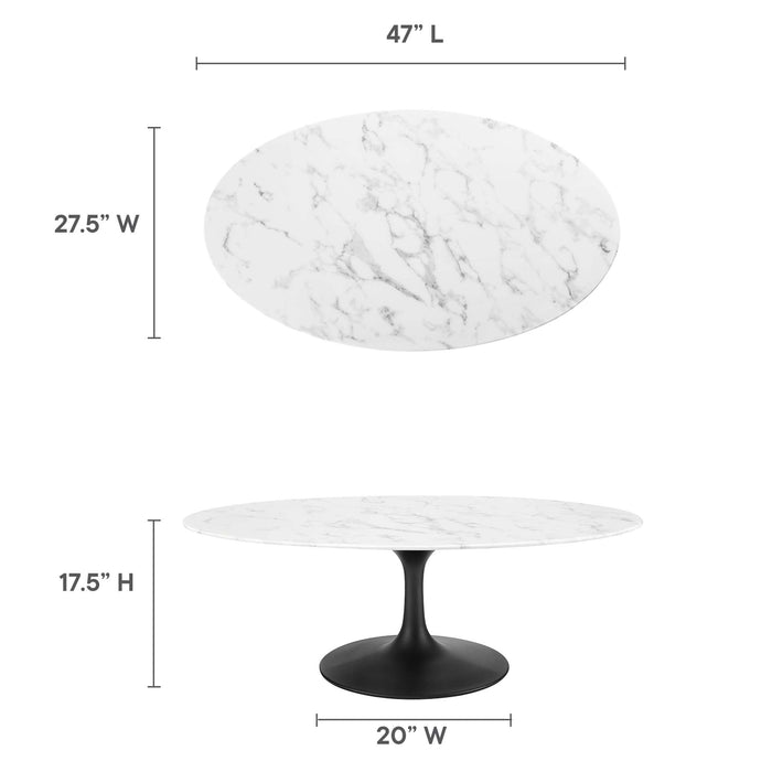 Lippa 48" Oval Artificial Marble Coffee Table by Modway