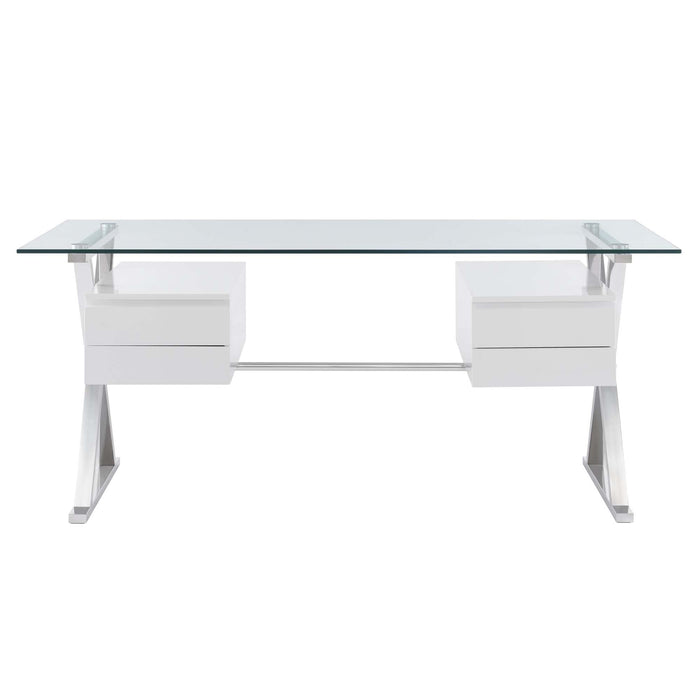 Sector 71" Glass Top Glass Office Desk by Modway