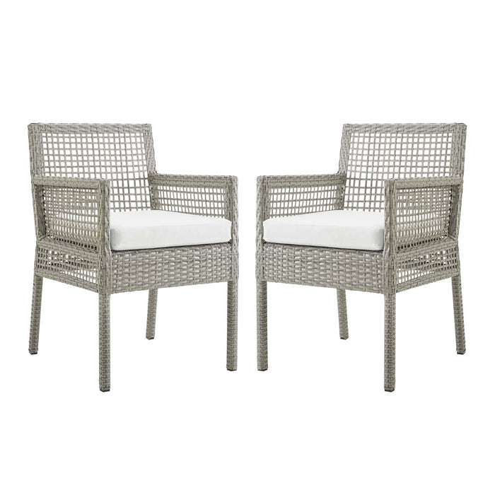 Aura Outdoor Patio Wicker Rattan Dining Armchair Set of 2 by Modway