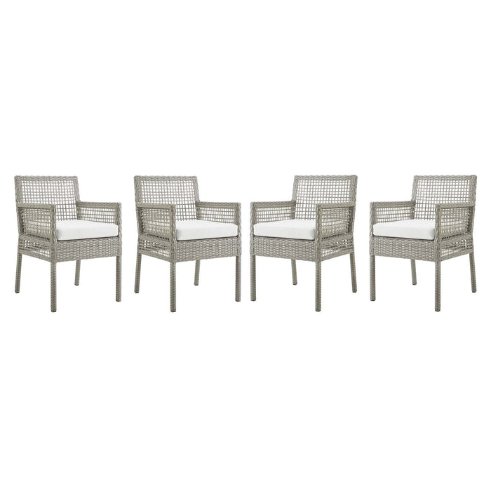 Aura Outdoor Patio Wicker Rattan Dining Armchair Set of 4 by Modway
