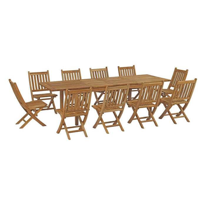 Marina 11 Piece Outdoor Patio Teak Dining Set by Modway