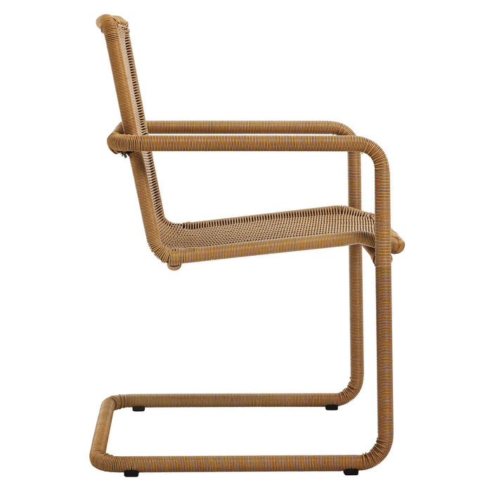 Abacus 7-Piece Rectangular Outdoor Patio Aluminum Dining Table Set with Rattan Armchairs by Modway