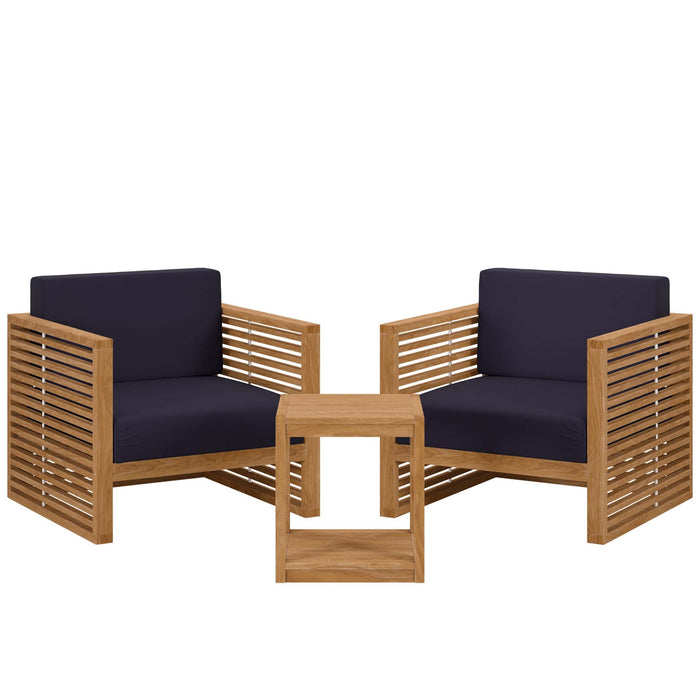 Carlsbad 3-Piece Teak Wood Outdoor Patio Set by Modway