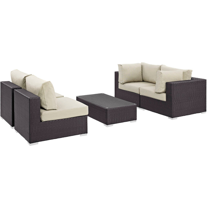 Convene 5 Piece Outdoor Patio Sectional Set by Modway