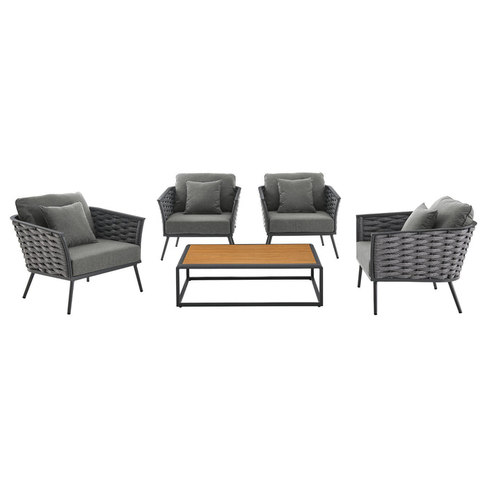 Stance 5 Piece Outdoor Patio Aluminum Sectional Sofa Set by Modway