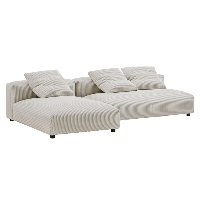 Solace 2-Piece Modular Corduroy Upholstered Sectional Sofa With Chaise by Modway