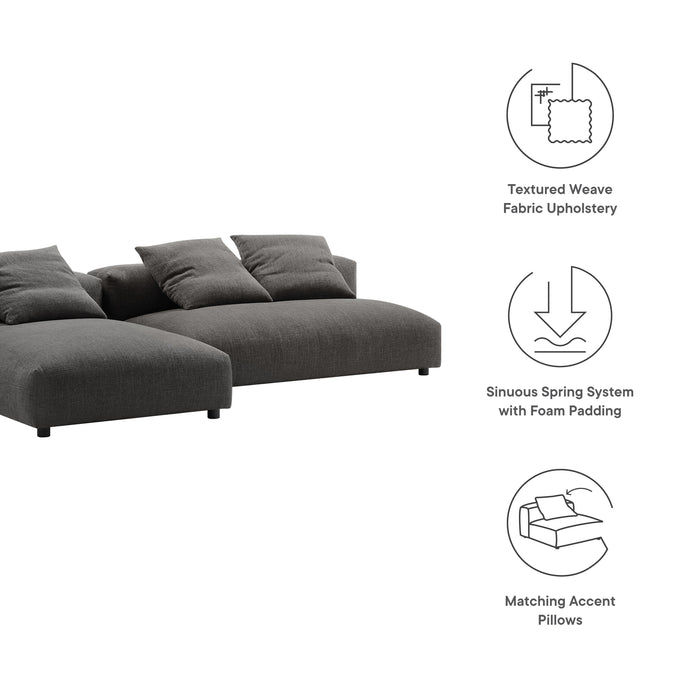 Solace 2-Piece Modular Upholstered Fabric Sectional Sofa With Chaise by Modway