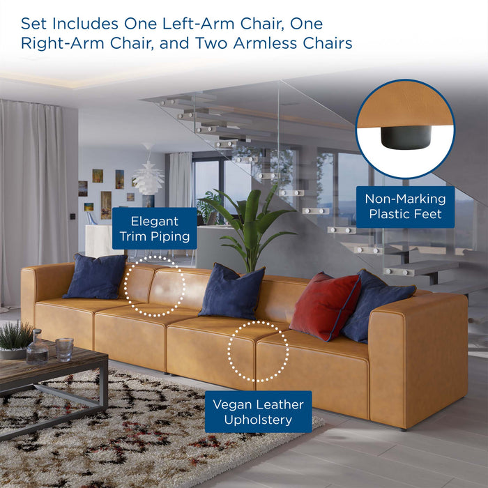 Mingle 4-Piece Vegan Leather Sectional Sofa by Modway