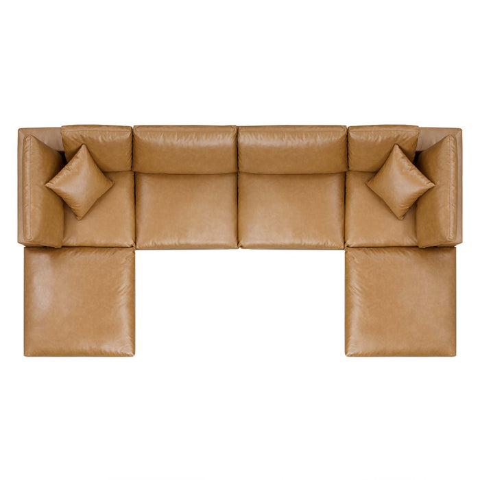 Commix 6-Piece Down Filled Overstuffed Vegan Leather Sectional Sofa by Modway
