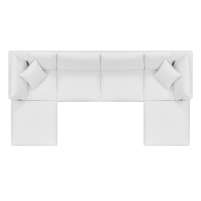 Commix 6-Piece Down Filled Overstuffed Vegan Leather Sectional Sofa by Modway