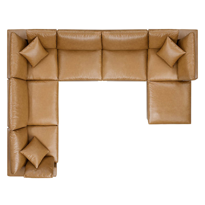 Commix 7-Piece Down Filled Overstuffed Vegan Leather Sectional Sofa by Modway