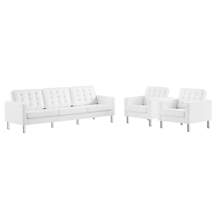 Loft 3-Piece Tufted Vegan Leather Furniture Set by Modway