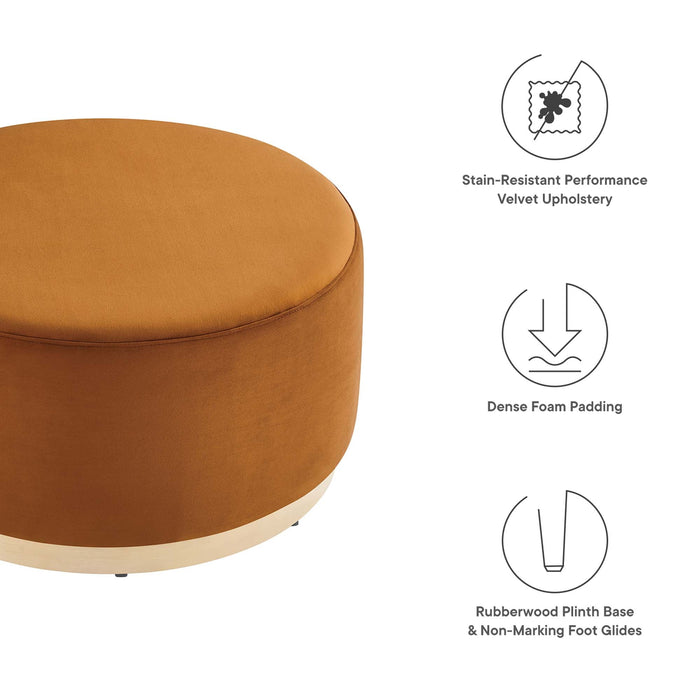 Tilden Large 29" Round Performance Velvet Upholstered Ottoman by Modway