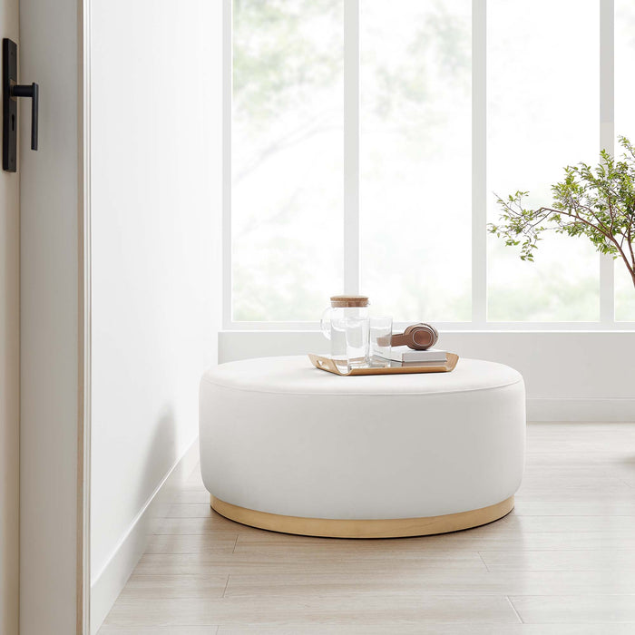 Tilden Large 38" Round Performance Velvet Upholstered Ottoman by Modway