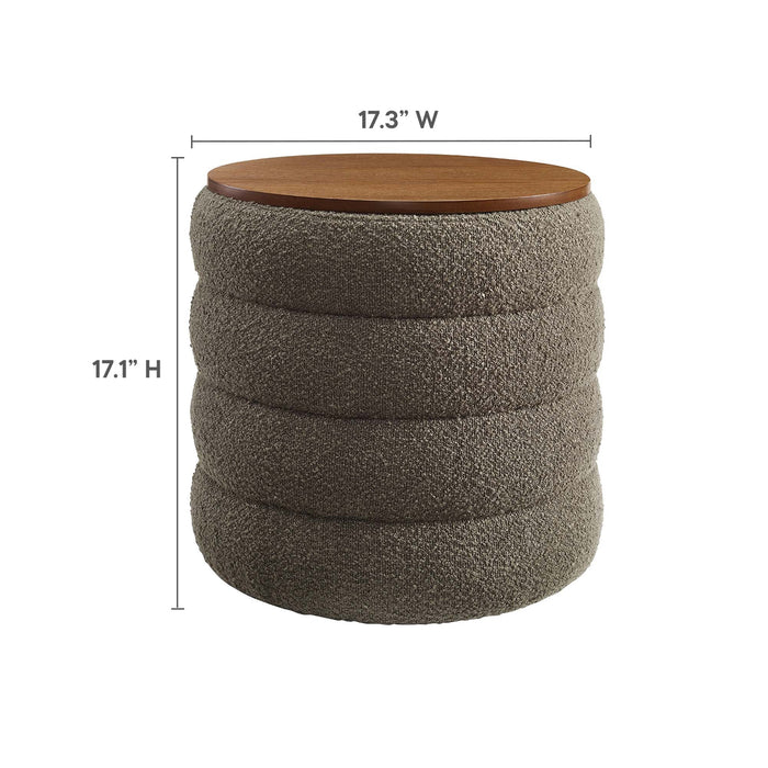 Mezzo Round Boucle Fabric Storage Ottoman by Modway