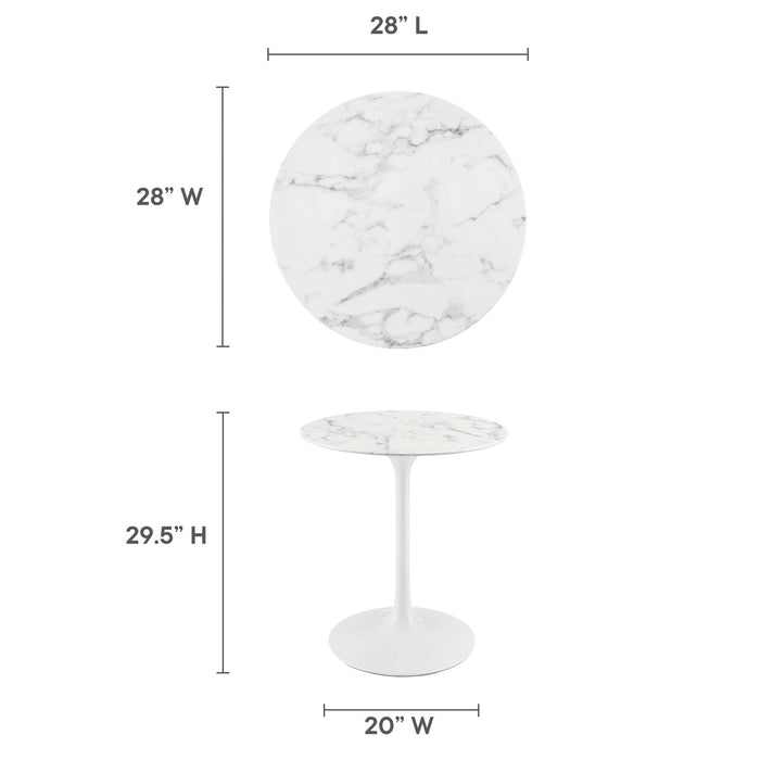 Lippa 28" Round Artificial Marble Dining Table by Modway