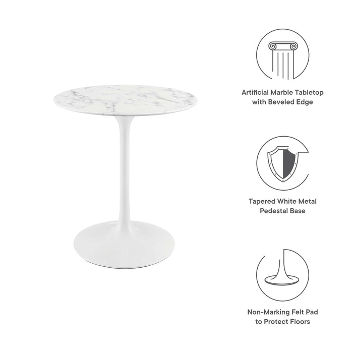 Lippa 28" Round Artificial Marble Dining Table by Modway