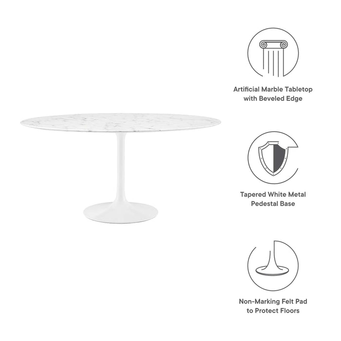 Lippa 60" Round Artificial Marble Dining Table by Modway