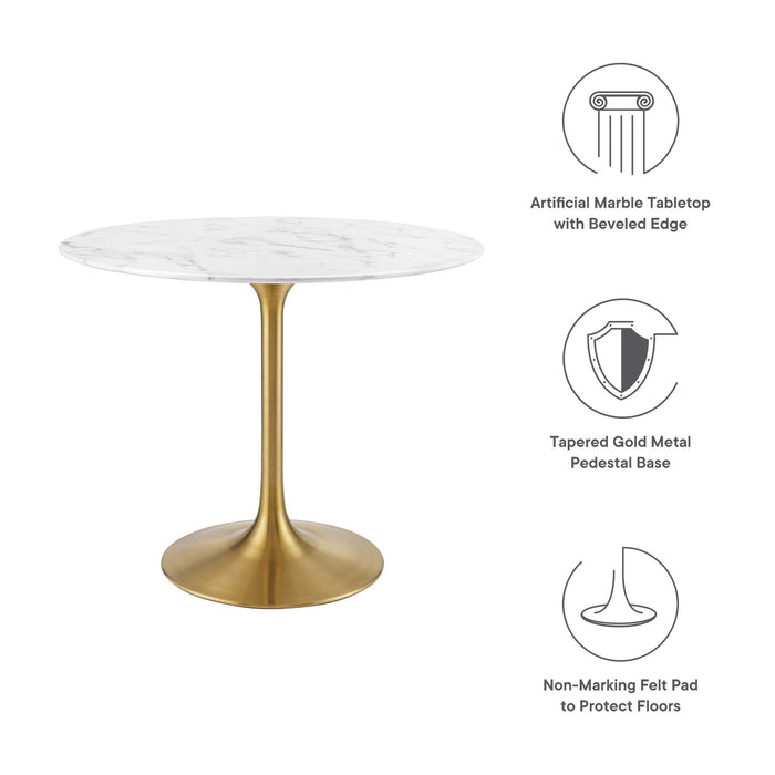 Lippa 36" Round Artificial Marble Dining Table by Modway