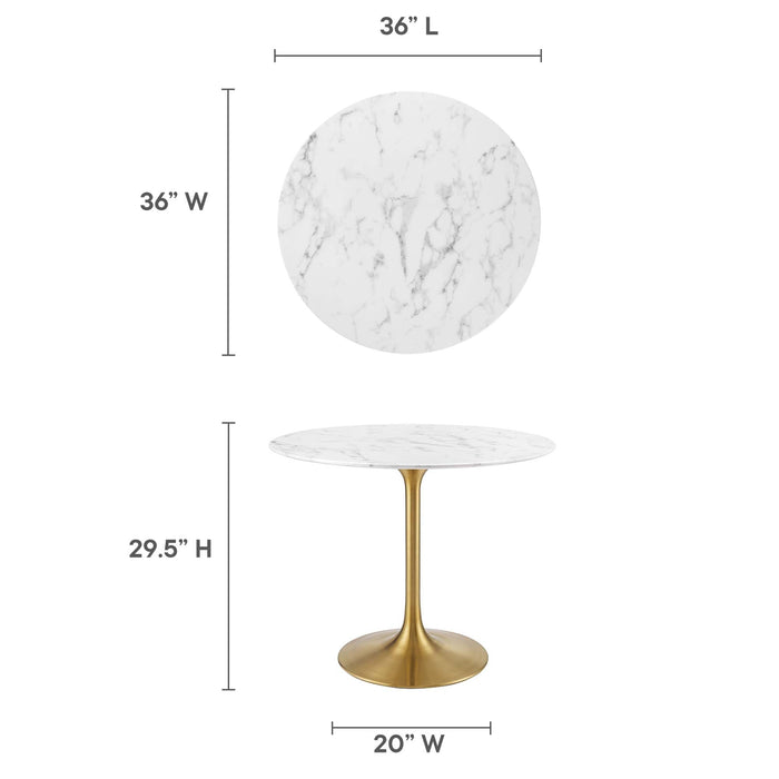 Lippa 36" Round Artificial Marble Dining Table by Modway