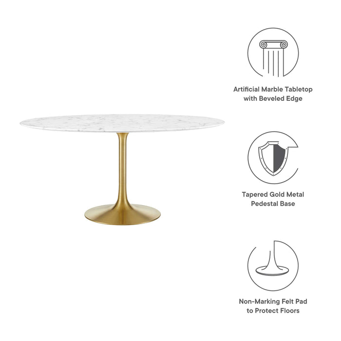 Lippa 60" Round Artificial Marble Dining Table by Modway